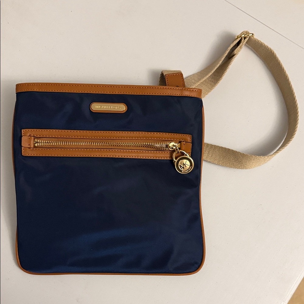 Michael Kors Navy and Tan Crossbody Bag - Picture 1 of 4